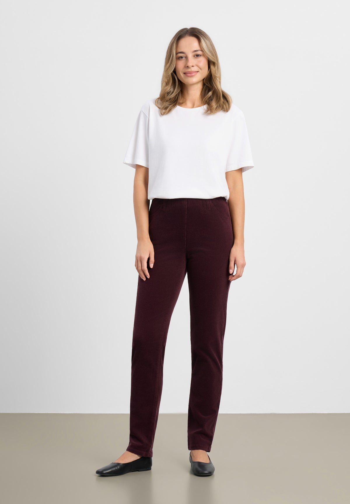 LAURIE Kelly Regular Corduroy - Medium Length Regular 68000 Dark Plum
