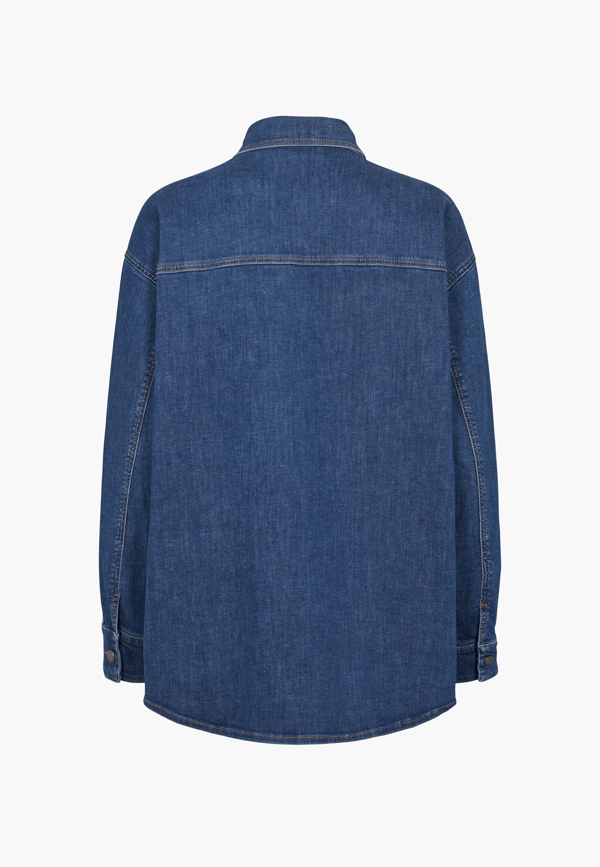 LAURIE Mille Oversize Shirt Jacket - Long Sleeve Oversized 49399 Washed Blue Denim