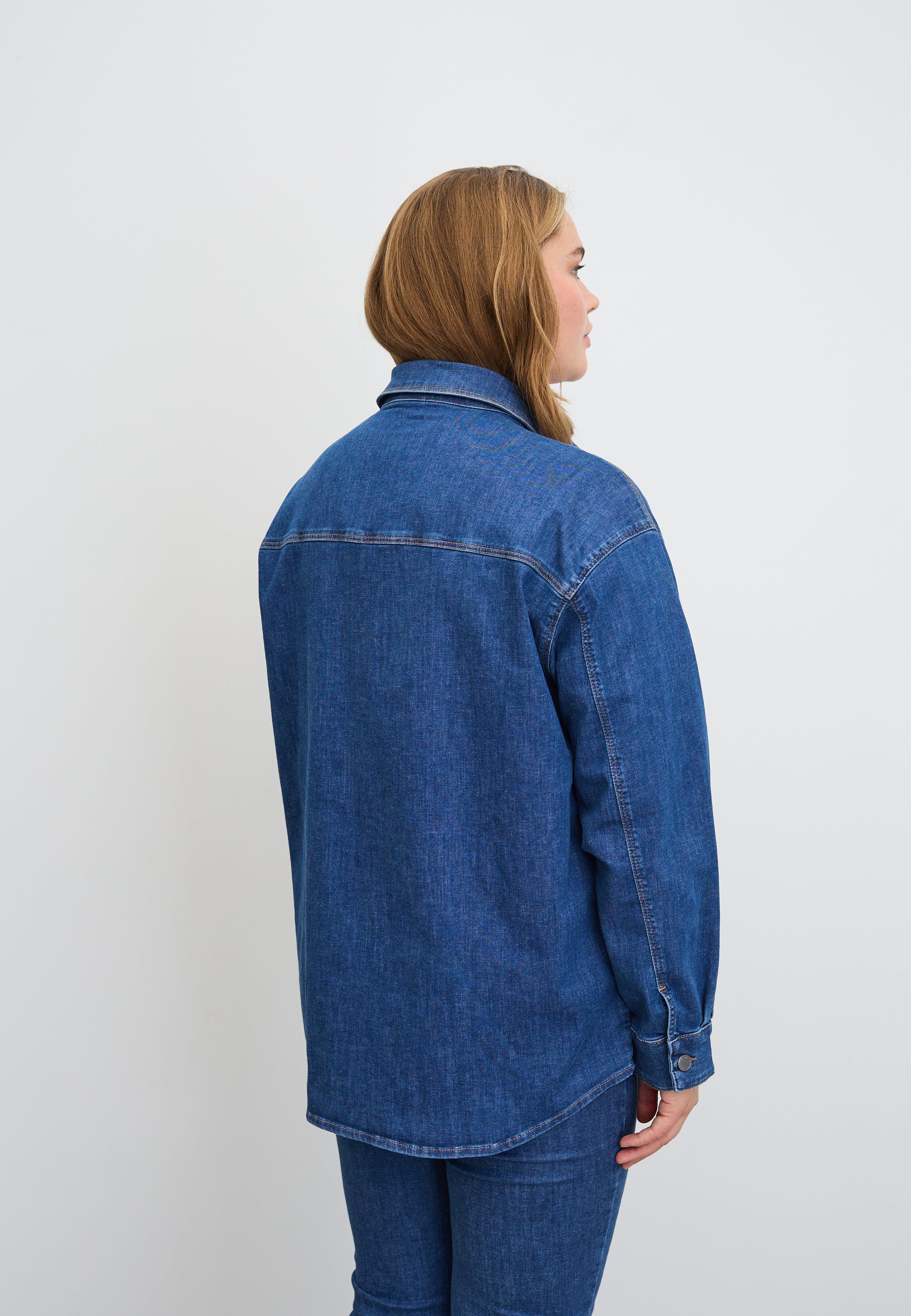 LAURIE Mille Oversize Shirt Jacket - Long Sleeve Oversized 49399 Washed Blue Denim