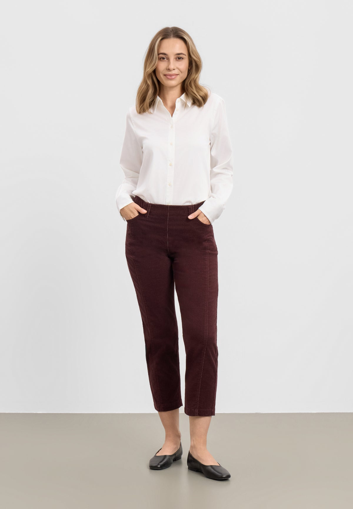 LAURIE Piper Pure Regular Corduroy - Cropped Regular 68000 Dark Plum
