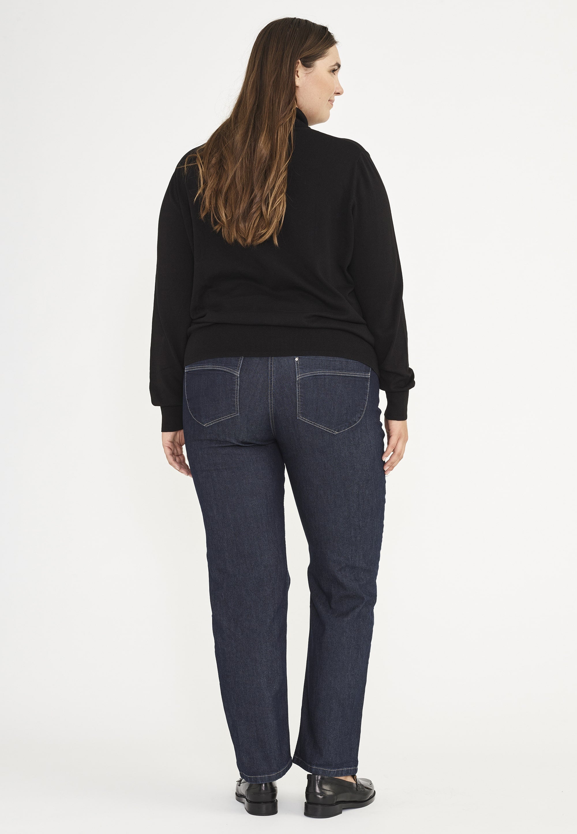 LAURIE  Amelia Straight - Medium Length Trousers STRAIGHT 49501 Dark Blue Denim