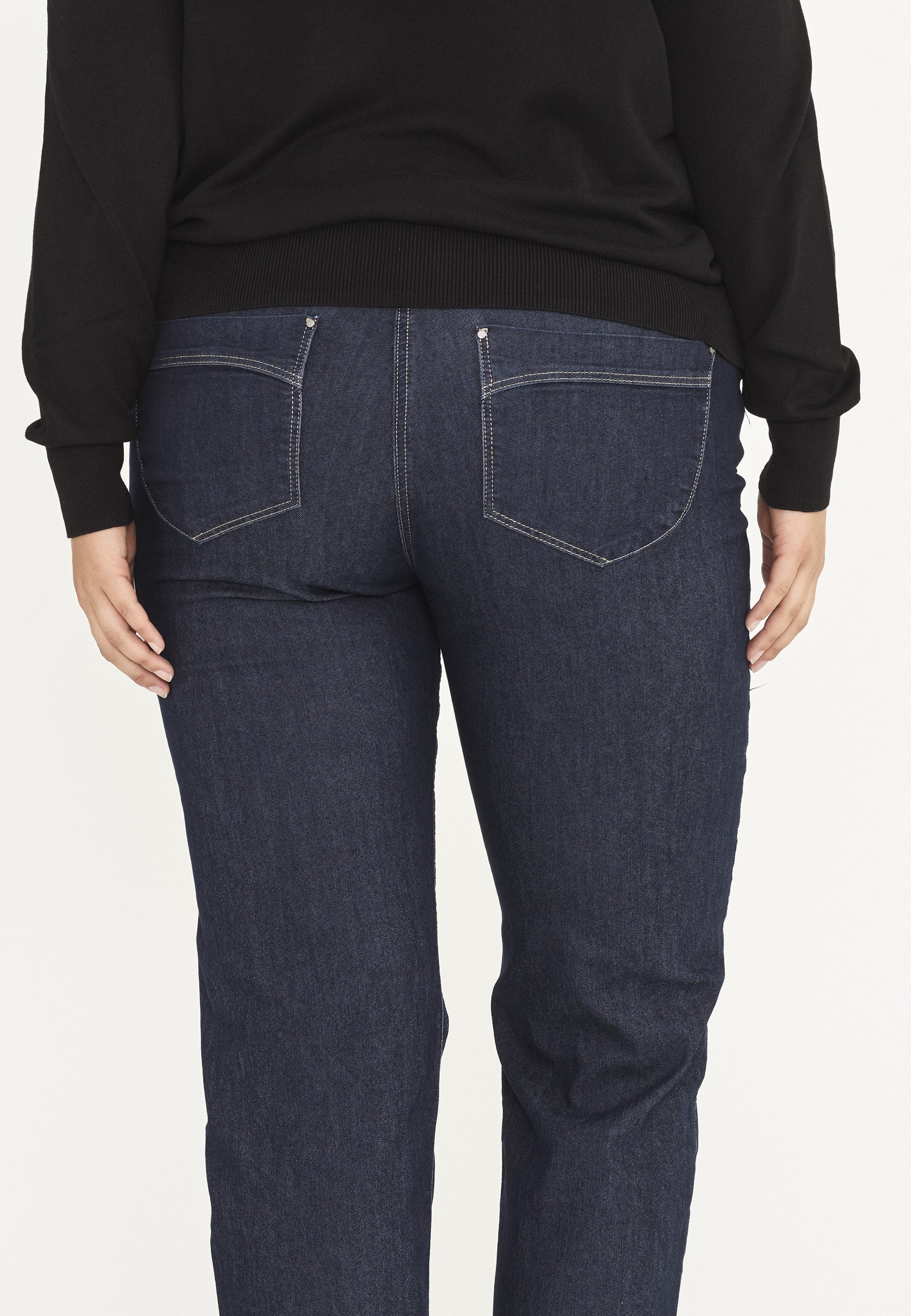 LAURIE  Amelia Straight - Medium Length Trousers STRAIGHT 49501 Dark Blue Denim