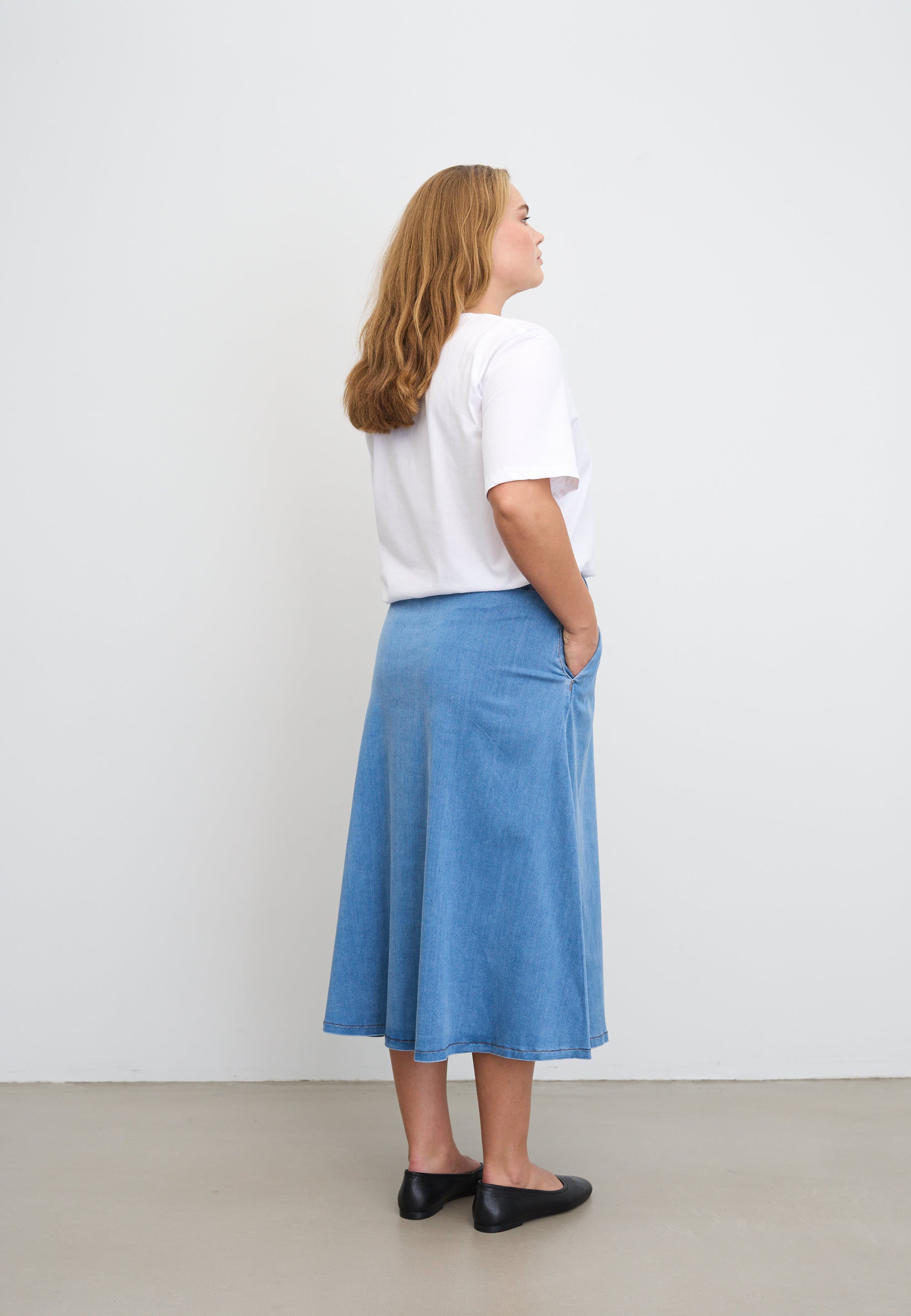 LAURIE Asta Skirt - 80 cm Skirts 44399 Washed Blue Denim
