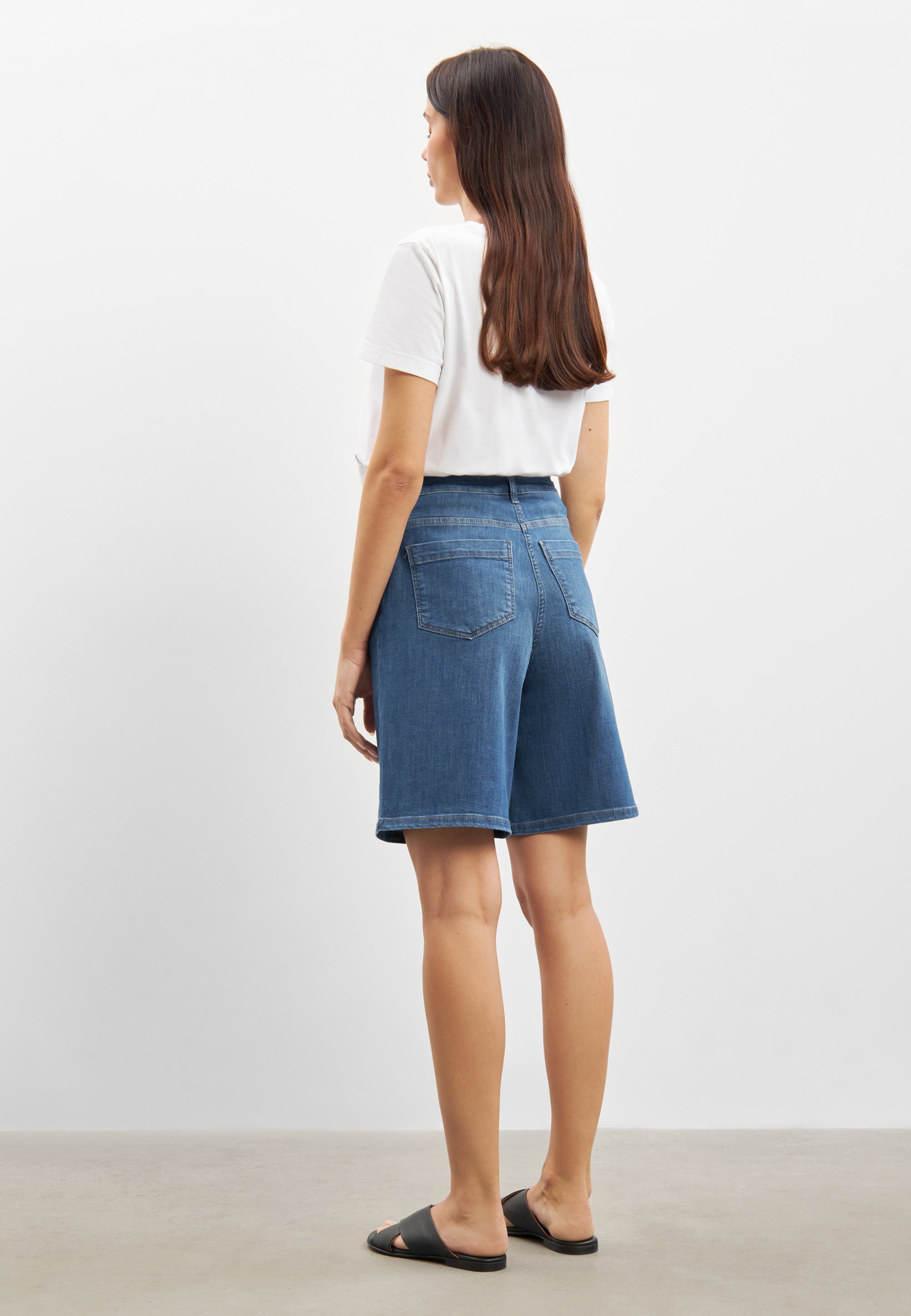 LAURIE Carol Loose Shorts Trousers LOOSE 49399 Washed Blue Denim