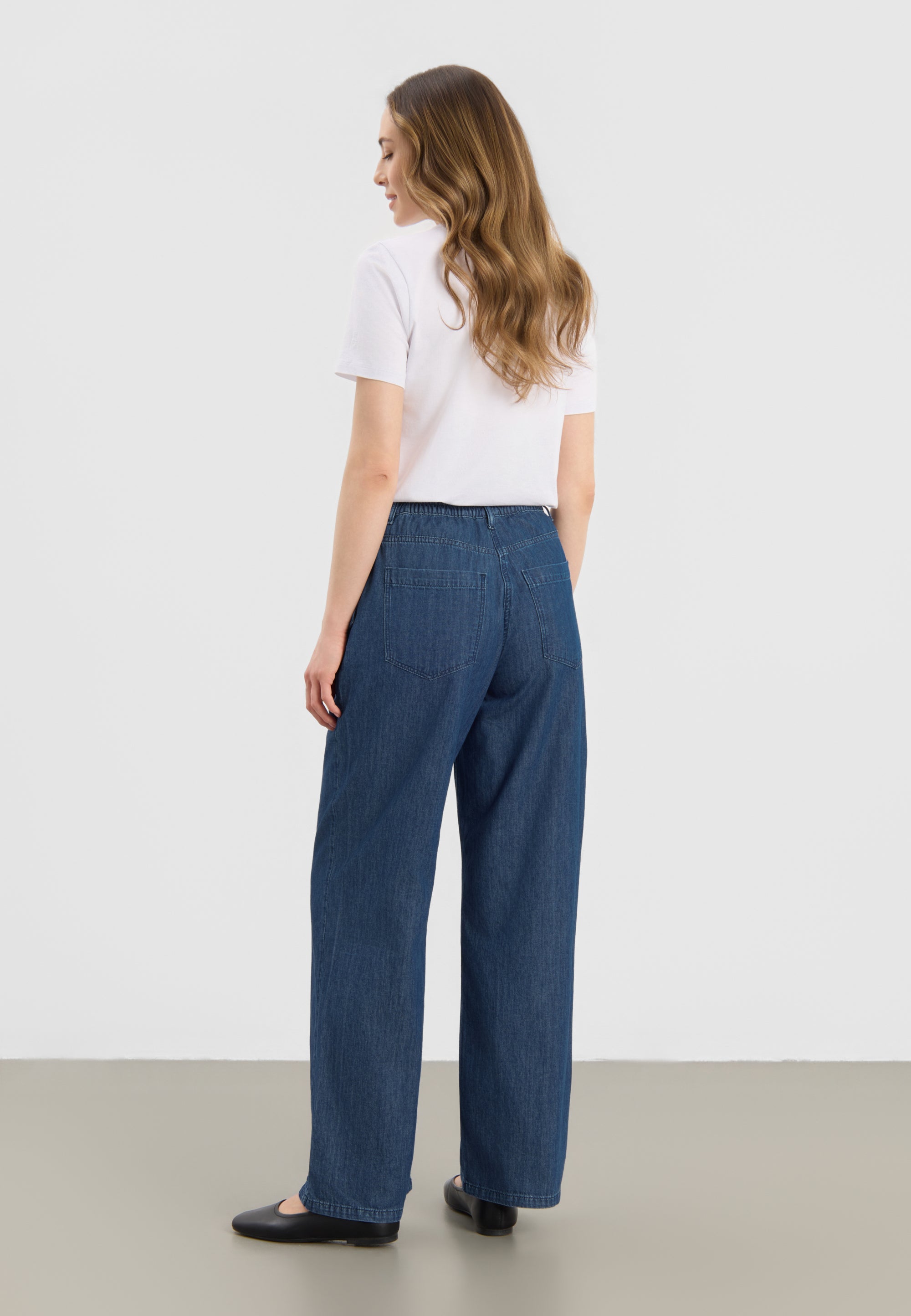 LAURIE Charm Elastic Loose - Medium Length Loose 49601 Blue denim