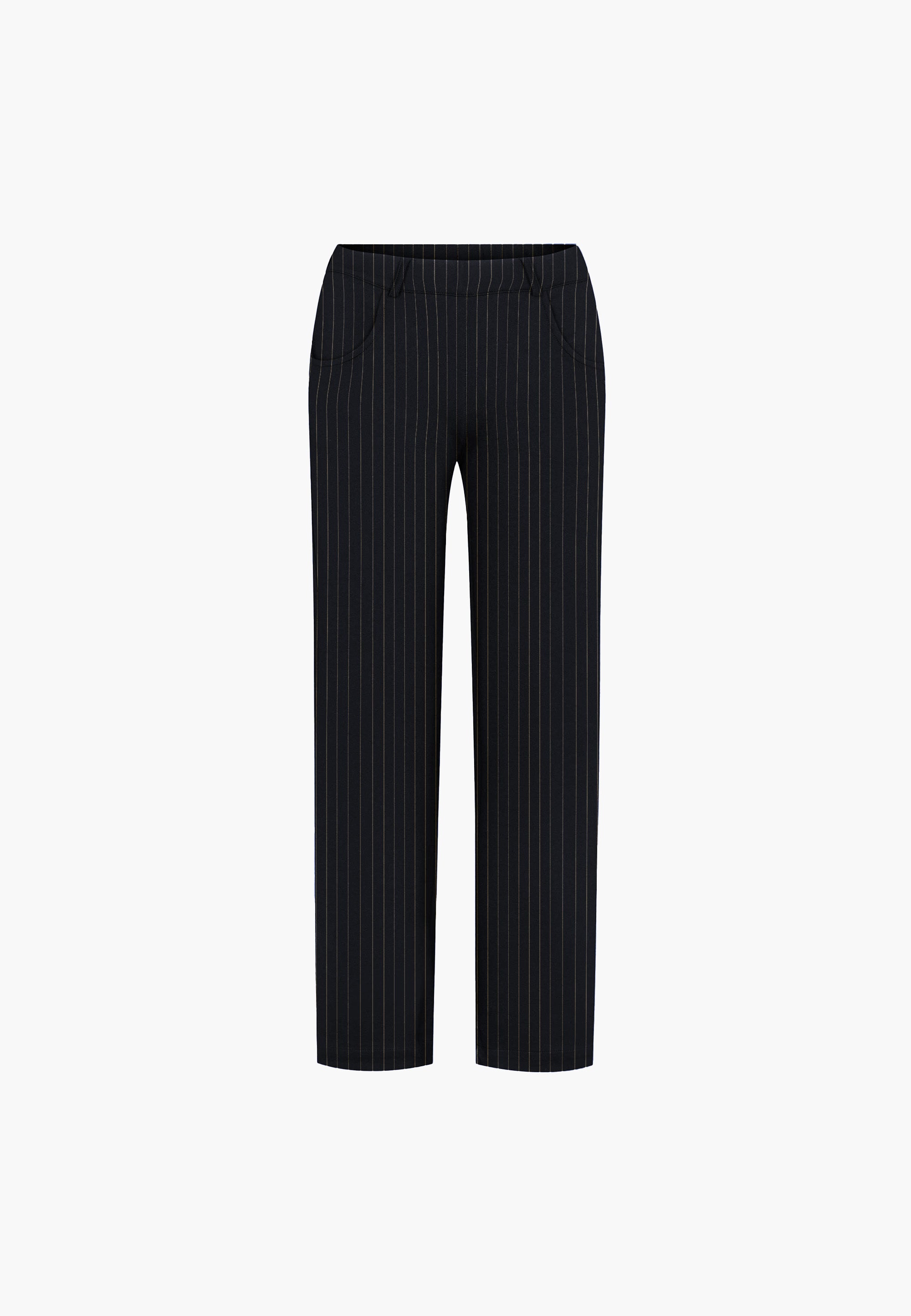 LAURIE  Donna Loose - Medium Length Trousers LOOSE 99027 Black Stripe Brushed