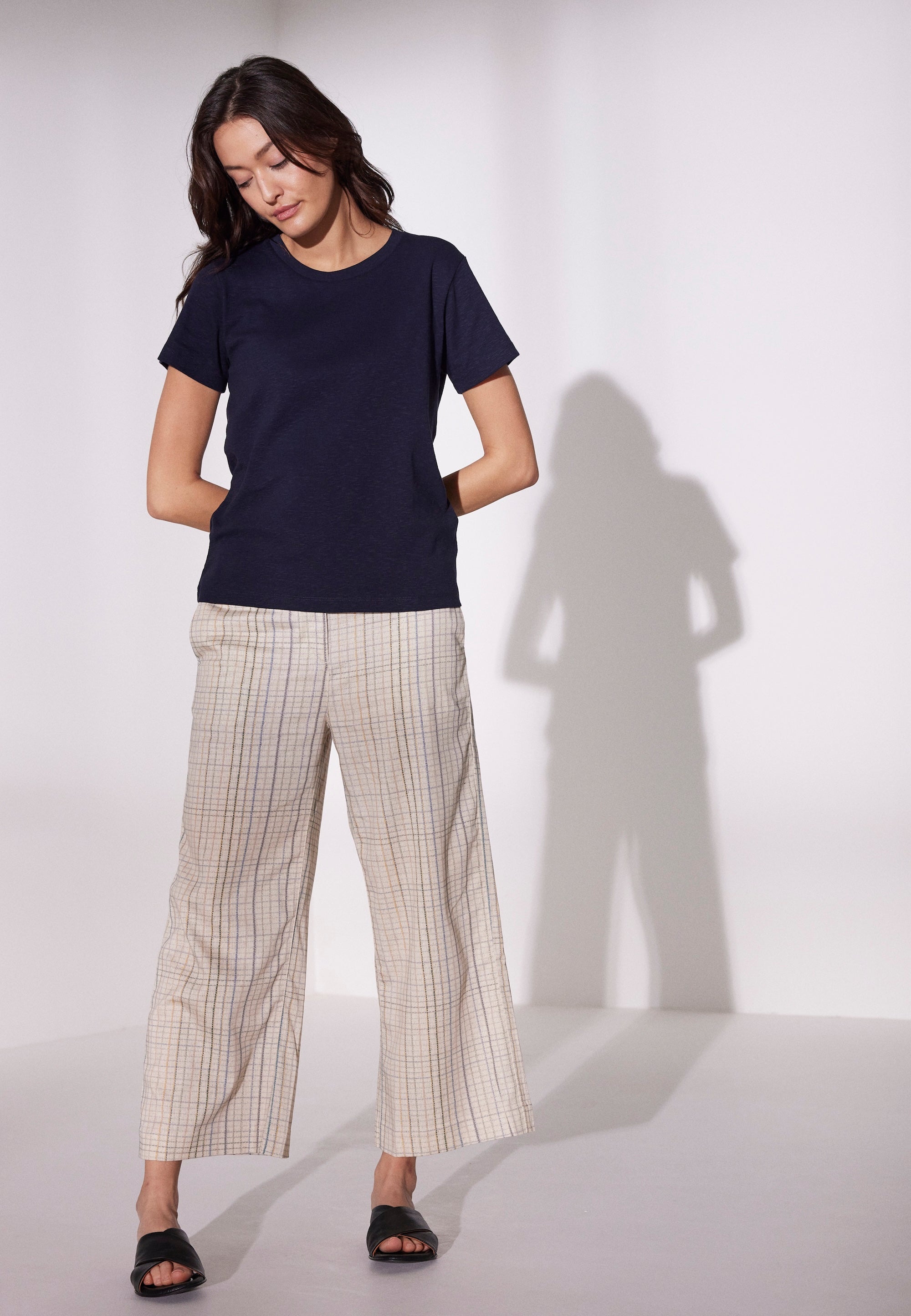 LAURIE  Hilde Loose Crop Trousers LOOSE 13043 Birch Check Print