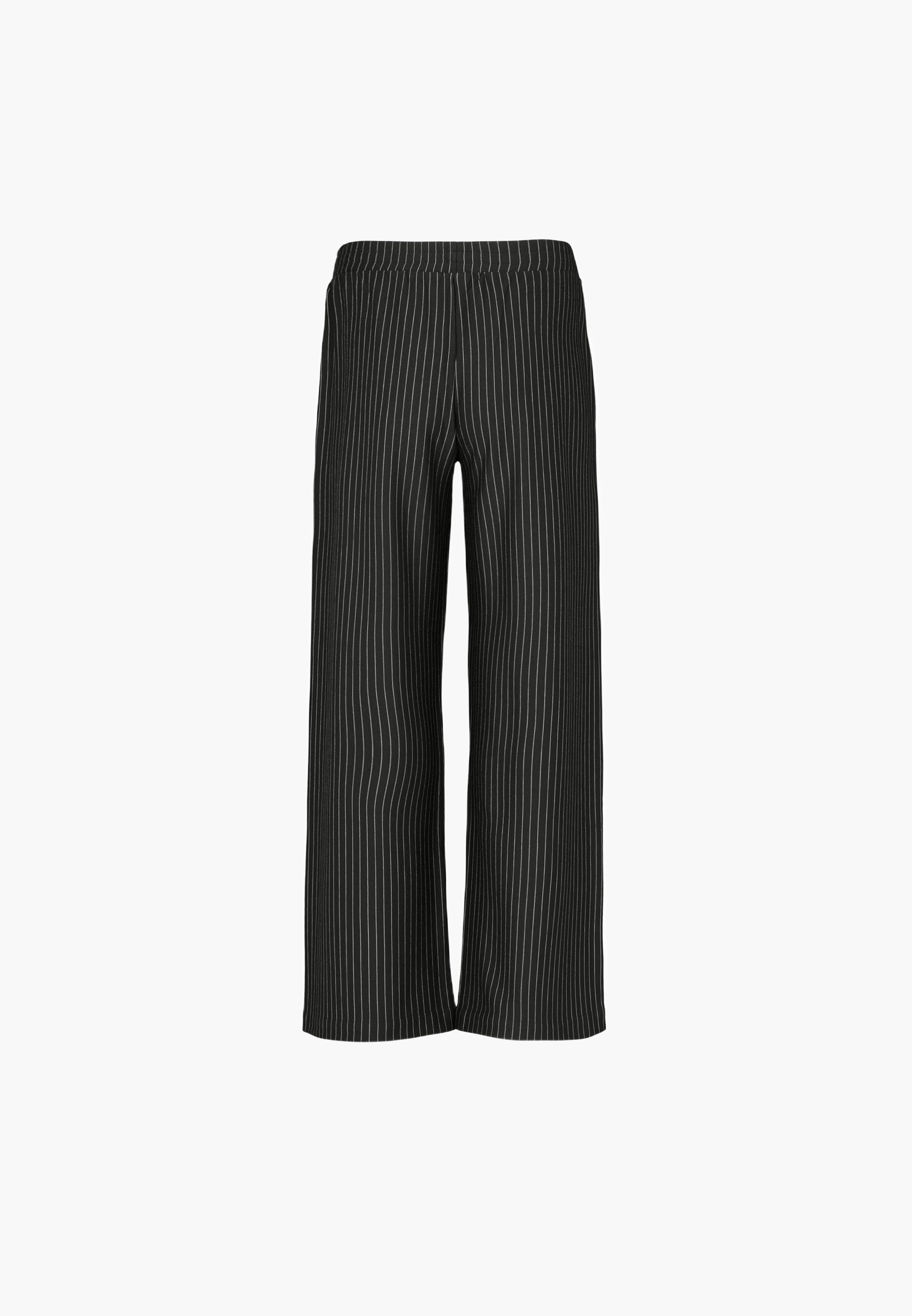 LAURIE sy Pure Straight - Medium Length Trousers STRAIGHT 99027 Black Stripe Brushed