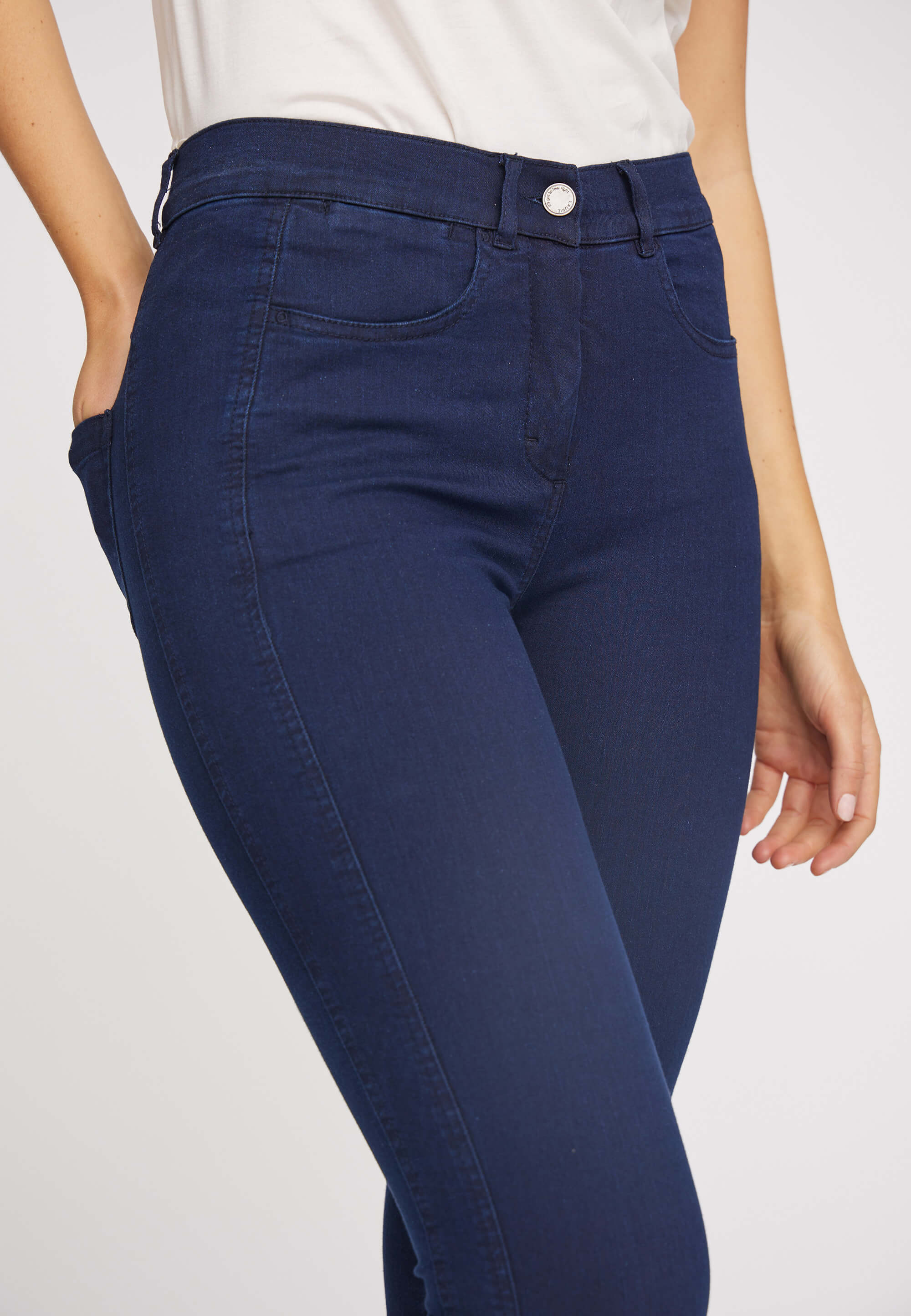 LAURIE Serene 5-pocket Slim - Short Length Trousers SLIM 49520 Dark Blue Denim